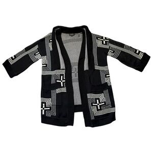 Pendleton Navajo Aztec Cross Southwest Black and White Knit Sweater/Cardigan - M